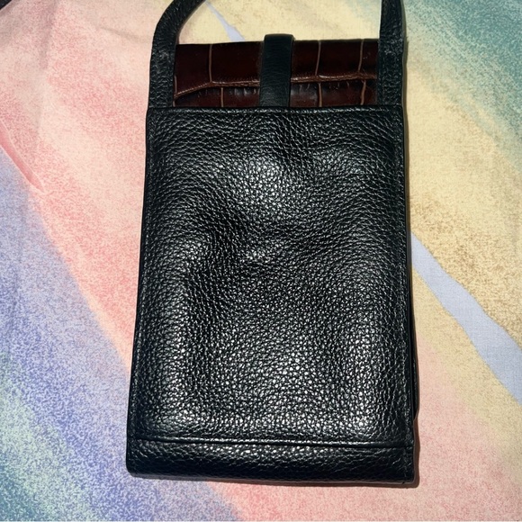 BRIGHTON Toledo Phone Organizer in Leather Black Croco Minimalist Crossbody - Picture 8 of 12